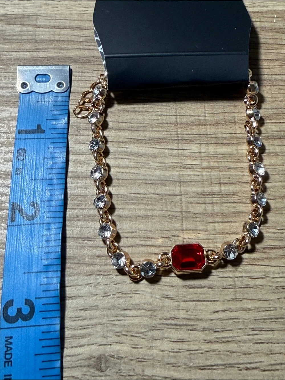 paparazzi Gold-Tone Bracelet with Red Center Stone and Clear Accents